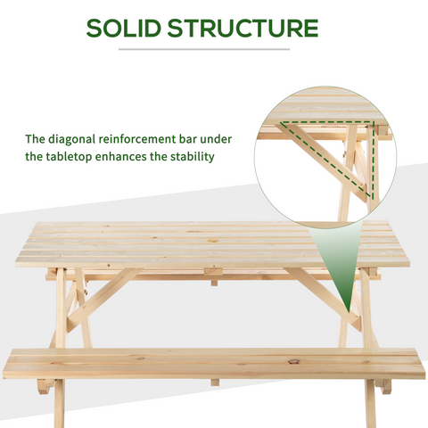 Outsunny 4-Seater Wooden Picnic Set-Fir Wood