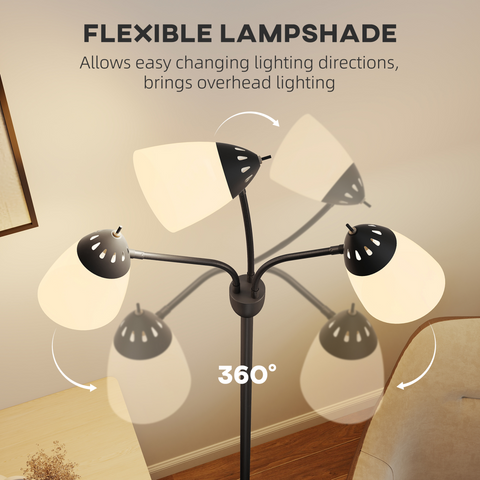 Arc Tree Floor Lamp with 3000K/4500K/6500K Colour Temperatures Black