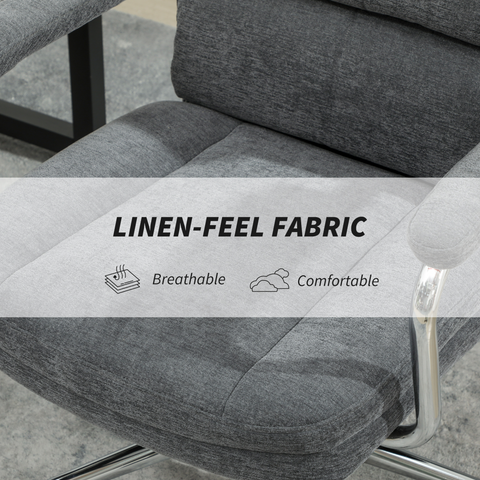 Linen Fabric Office Desk Chair with Tilt Function, Charcoal Grey