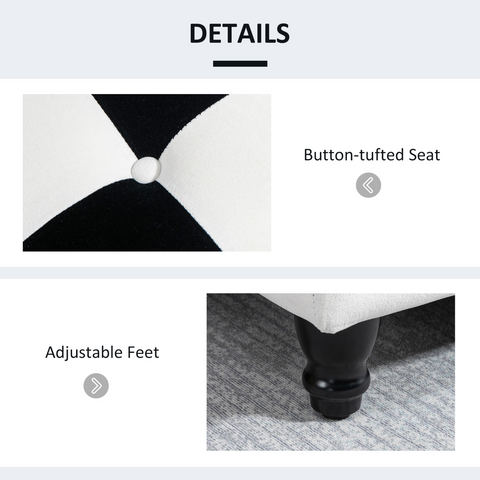 Velvet Storage Ottoman, Button-tufted Footstool Box 114 x 47 x 47cm