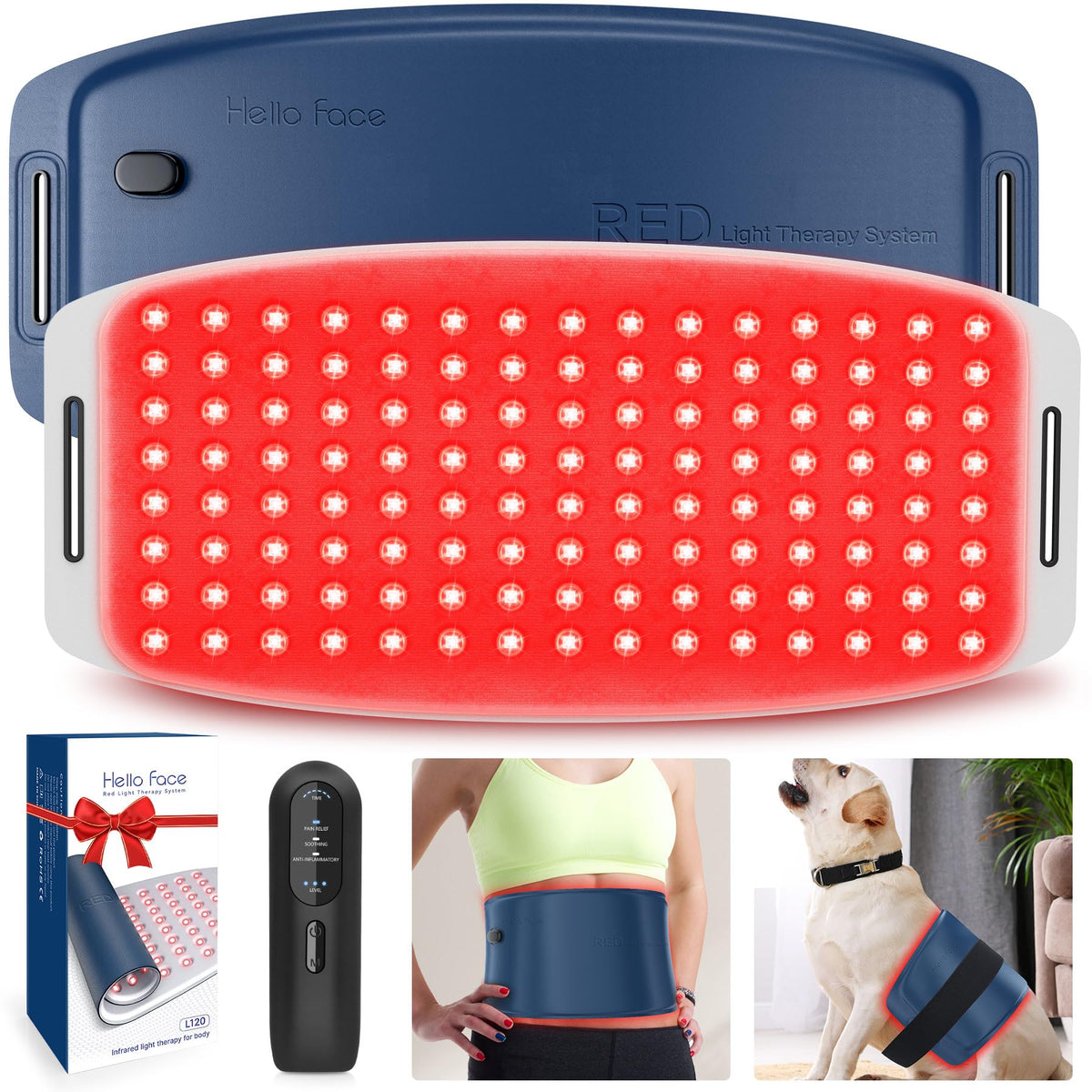 Valentines Day Gift Red Light Therapy Belt for Body Cordless Near Infrared Light Therapy Pain Relief & Inflammation with Soft Breathable Fabric for Muscle Soothe for Shoulder Waist Back Legs