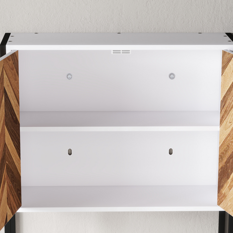 Bathroom Cabinet Wall Mounted Over the Toilet with 2 Doors, Walnut