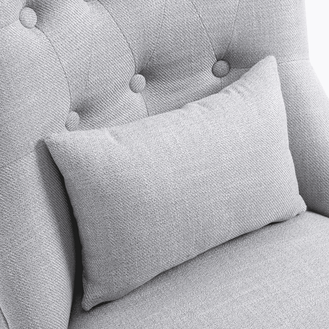 Fabric Single Sofa Dining Chair Upholstered W/ Pillow Solid Wood Leg Living Room