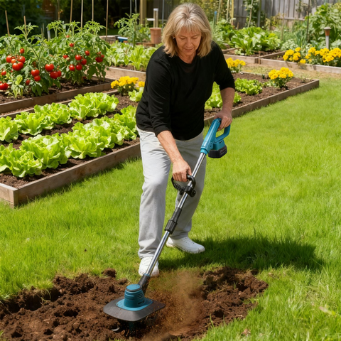 Cordless Tiller Cultivator,800W Electric Cordless Tiller Cultivator, 21V Battery Powered Soil Tiller with 6.69" Depth 8.66" Width, Handheld Garden Cultivator  for Garden Yard Planting