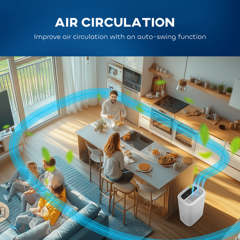 20L/Day Dehumidifier with Continuous Drainage, 5L Water Tank, Timer