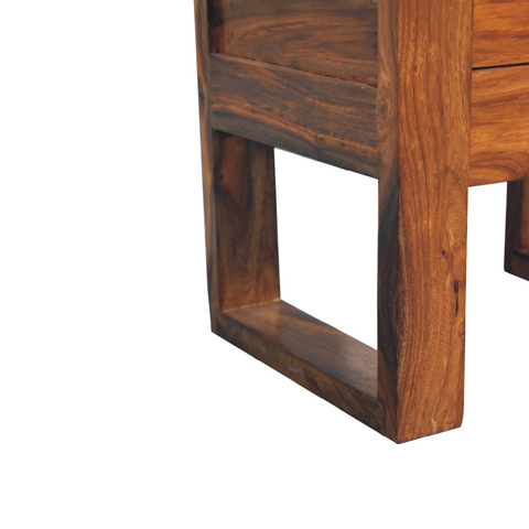 Artisan Furniture Solid Wood U-Square Honey Bedside, Brown, 2 Drawers