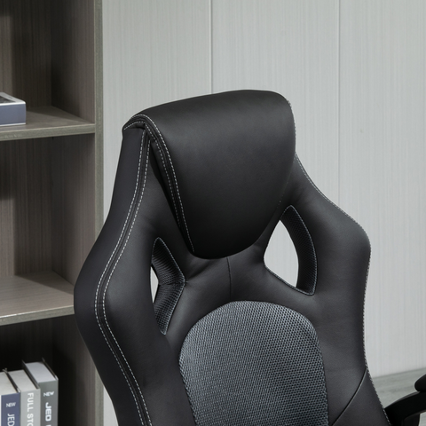 Executive Racing Swivel Gaming Office Chair PU Leather Computer Desk Chair Grey