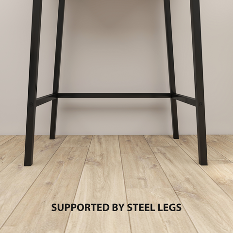 Industrial Vanity Desk with Mirror and Steel Legs Natural Wood Effect