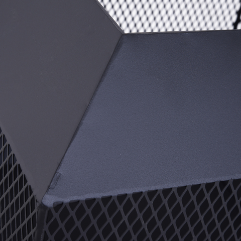 Outsunny Fire Pit, Square Shape, Steel-Black