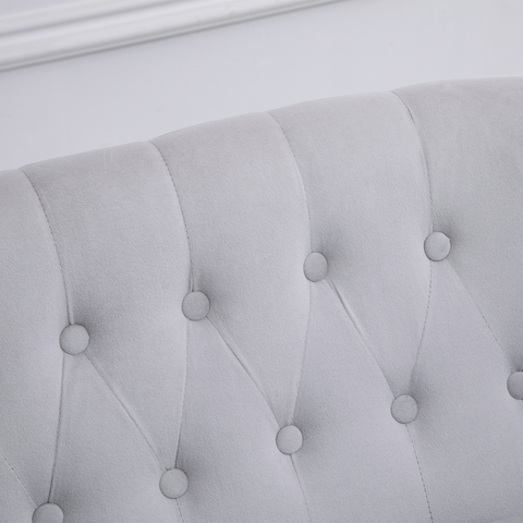 Velvet-Feel French Inspired Two-Seat Lounger Couch w/ Wood Frame Vintage