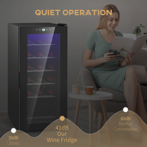 50L Undercounter Wine Cooler Fridge with LED Light Glass Door 18 Bottles