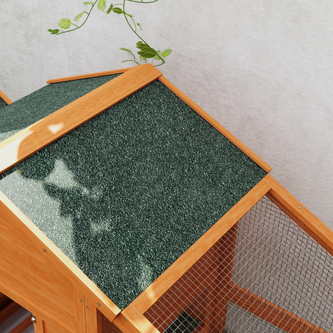 Wooden Chicken Coop with Run, Nesting Box, Slide-out Tray, Ramp