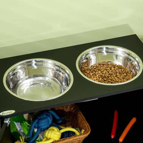 Elevated Dog Feeder Station for Large Breeds with Stainless Bowls & Storage