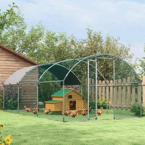 Walk-In Chicken Run Galvanised Chicken Coop with Cover 2.8 x 1.9 x 2m