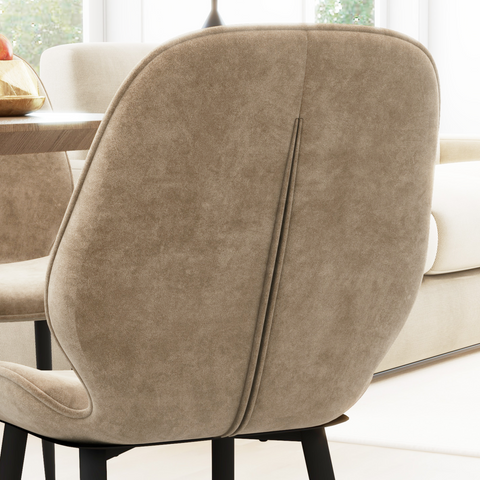 Dining Chairs Set of 2, Upholstered Kitchen Chairs with Metal Legs, Brown