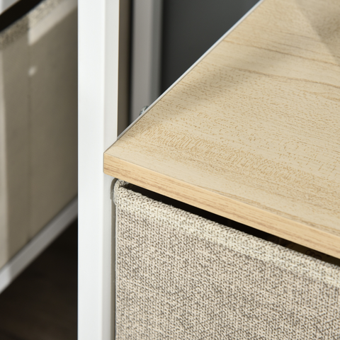 TV Cabinet, TV Console Unit with 2 Foldable Linen Drawers Maple Colour