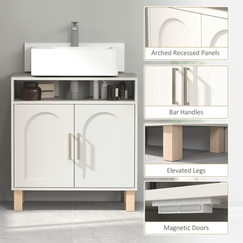Under Sink Bathroom Cabinet for Basin without Pedestal, Cream White