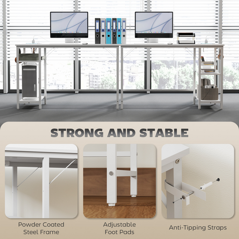 120 x 60 cm Home Office Desk Reversible Study Table for Bedroom White
