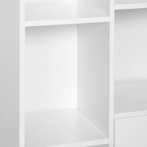 Open Bookcase Cabinet Shelves W/ Two Doors, 80W x 23.5D x 118Hcm-White