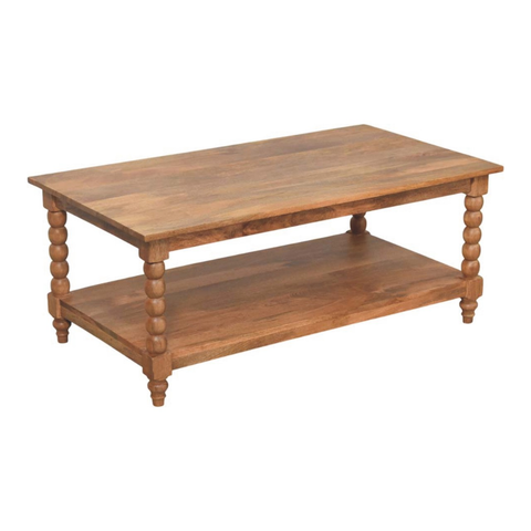 Artisan Furniture Solid Wood Spindle Coffee Table, 1 Open Slot, Brown