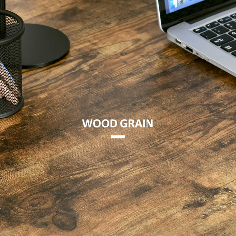 Computer Table Wor Desk with Shelves & Steel Frame, Rustic Brown