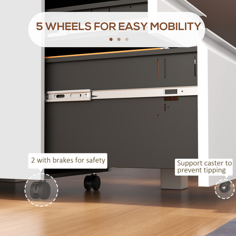 Efficient File Storage Cabinet with Lock & Wheels - Compact Steel Design