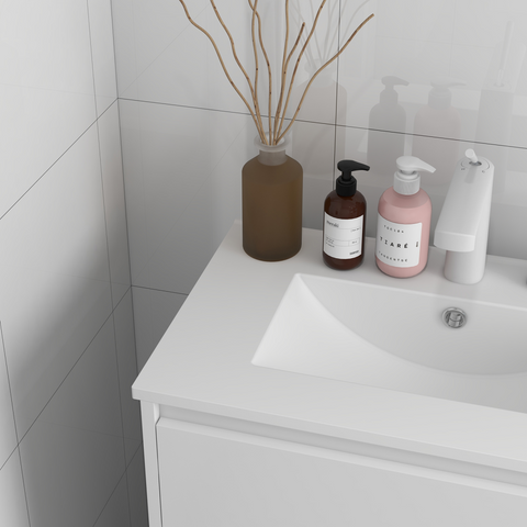 600mm Bathroom Vanity Unit w/ 1 Tap Hole Basin Drawers Gloss White