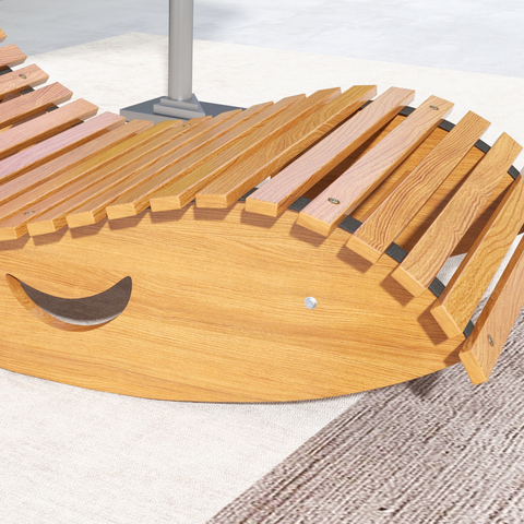 Outdoor Rocking Chair w/ Slatted Seat, Wooden Rocking Chair, Teak