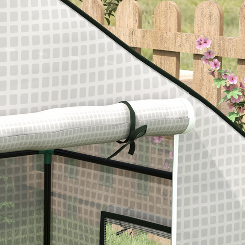 PE Greenhouse Cover Replacement with Door and Mesh Windows, White