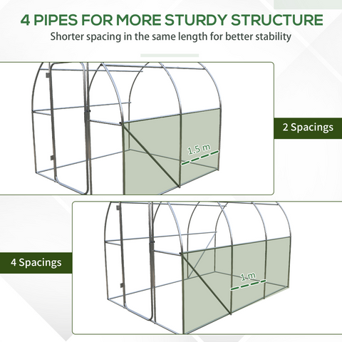 3 x 2M Reinforced Walk-in Polytunnel Garden Greenhouse Steel Frame