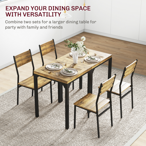 3 Pcs Compact Dining Table 2 Chairs Set Rustic Brown