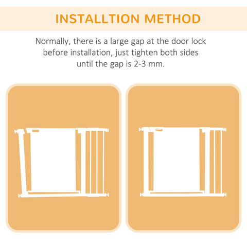 Pressure Fit Safety Gate for Doors, Dog Gate Auto Close, 75-103 cm White PawHut