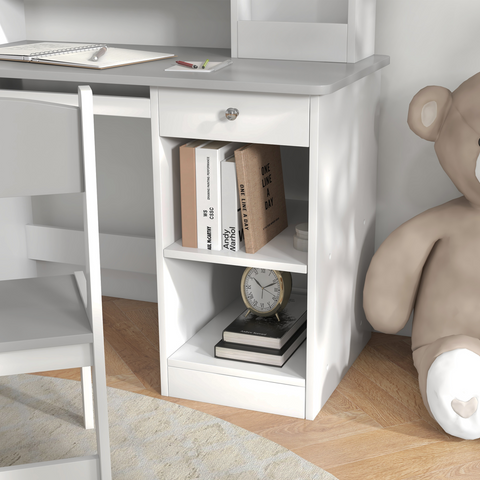 ZONEKIZ Kids' Desk and Chair Set with Storage for 5-8 Years, Grey