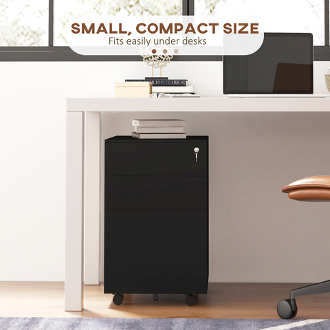 Vinsetto Steel File Cabinet with Lock Hanging Bar for Letter A4 Legal Size Black