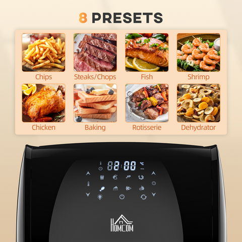 12L Air Fryer Oven 8 Preset Modes Rapid Air Circulation 1800W Black