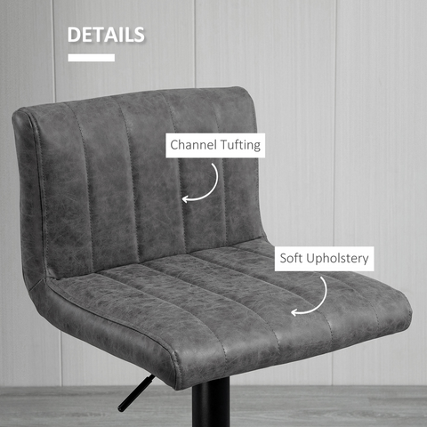 Barstools Set of 2 Adjustable Height Bar Chairs with Footrest, Grey