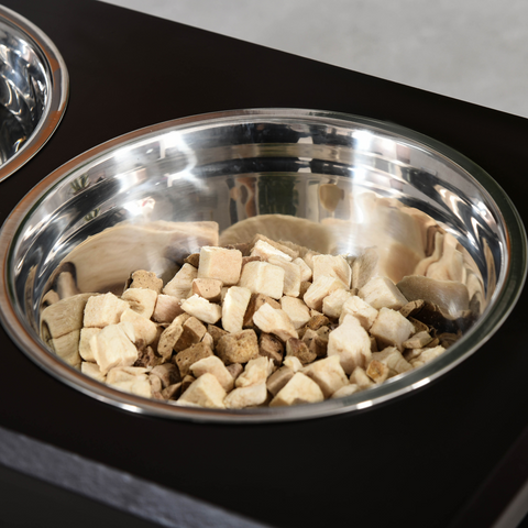 Raised Dog Bowls Pet Feeder Elevated Double Stainless Steel Water Brown Pawhut