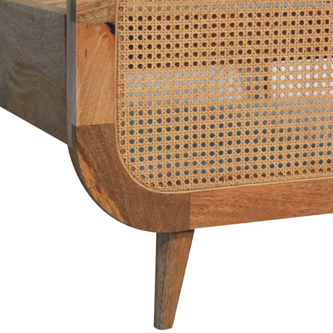 Artisan Furniture Solid Wood Rattan Bed, Upholstered, Brown Color