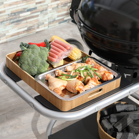 Outsunny Garden Charcoal Trolley Barbecue Gril lW/Wheels-Black