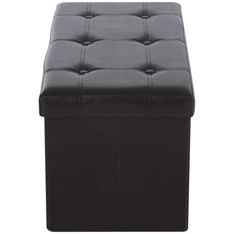 Folding Faux Leather Storage Cube Ottoman Bench Seat Brown