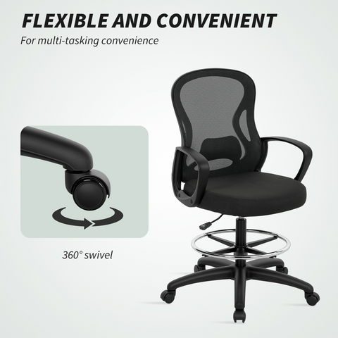 Vinsetto Mesh Office Chair with Lumbar Support, Adjustable Height, Black