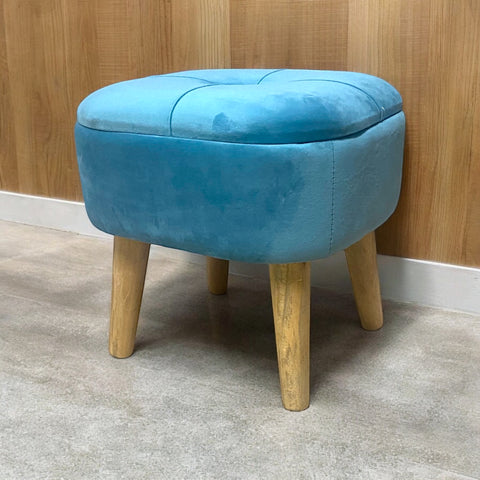 BLUE WOODEN STOOL