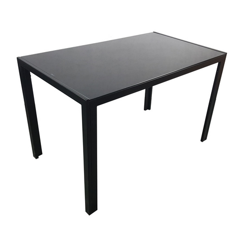 Simple Assembled Tempered Glass & Iron Dinner Table Black(Replacement code: 13028197-55761004)