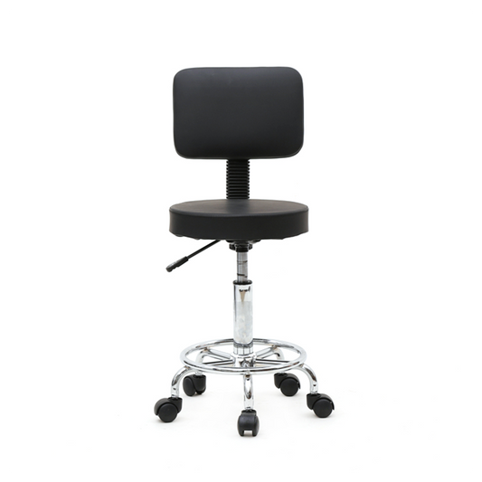 Round Shape Adjustable Salon Stool with Back Black