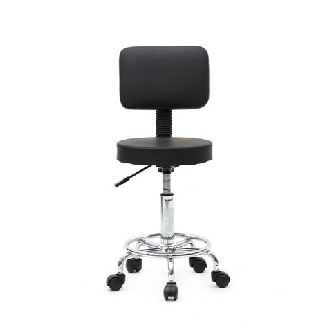 Round Shape Adjustable Salon Stool with Back Black
