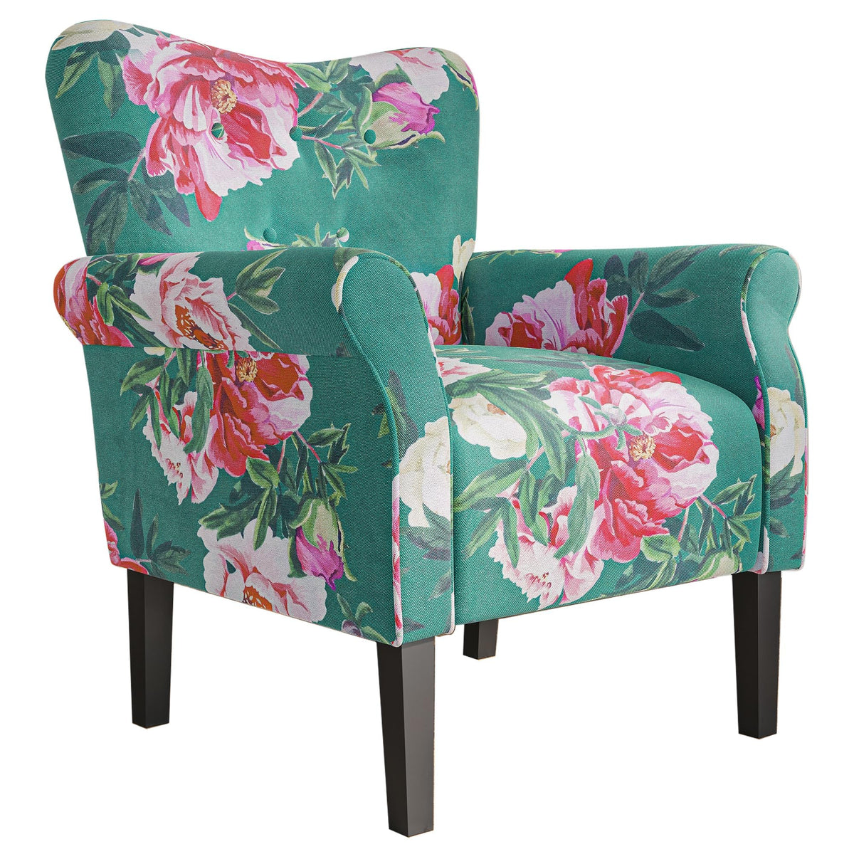 BELLEZE Modern Accent Chair for Living Room High Back Linen Armchair with Wooden Legs