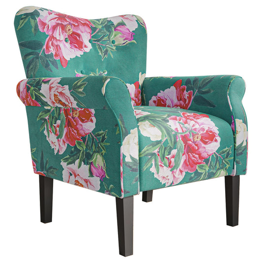 BELLEZE Modern Accent Chair for Living Room High Back Linen Armchair with Wooden Legs