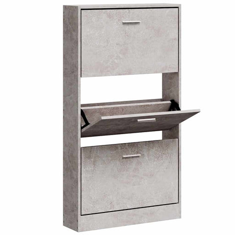 Shoe Cabinet Concrete Grey 59x17x108 cm Engineered Wood