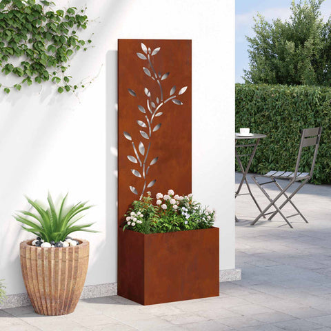 Garden Privacy Screen Floral Rusty 50 x 140 cm Weathering steel