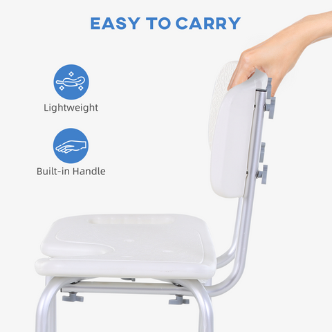 Adjustable Aluminum Shower Bath Stool Spa Chair Non-Slip Feet, Handle
